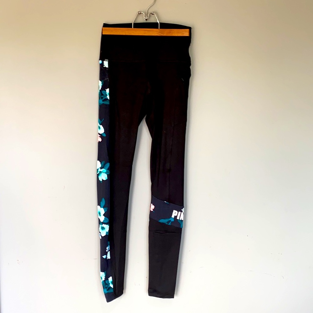 PINK XS Ultimate High Waist Leggings with Side Zipper Pocket Black Floral Sport